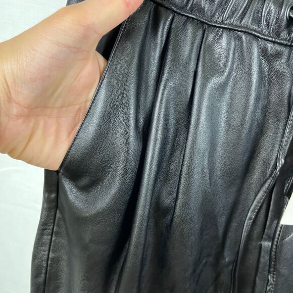 Zara Vegan Leather Pants Womens Size Small  Straight Leg Black Classy Pleated - Picture 5 of 8